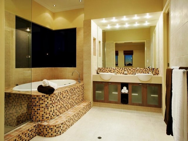 mozaico bañera calido led espejos