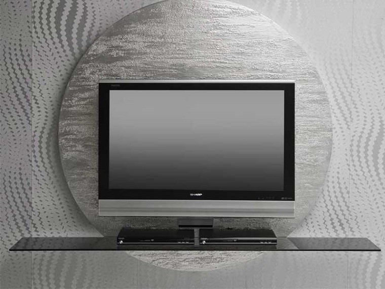 mueble mesa pared tv circulo