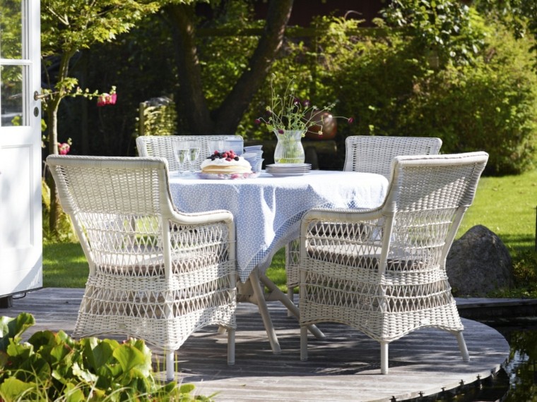 muebles blancos mantel comidas aire libre modernos