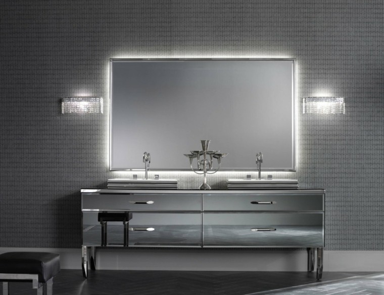 muebles de baño baratos espejo plateado