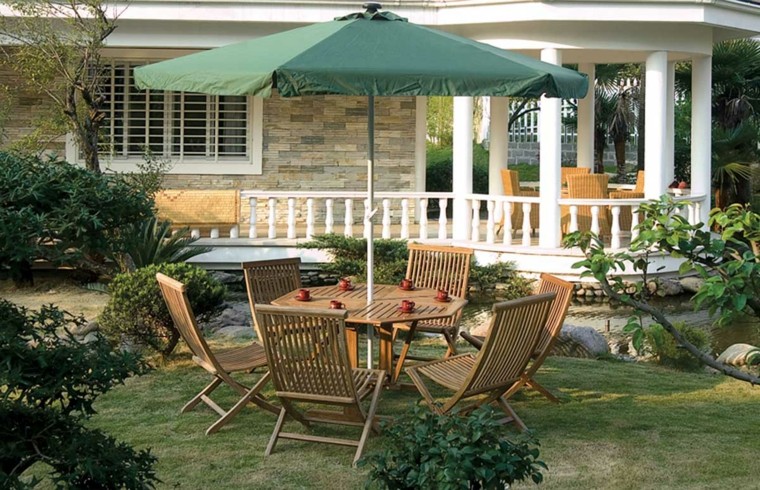 muebles plegables sillas sobrilla ideas jardin moderno