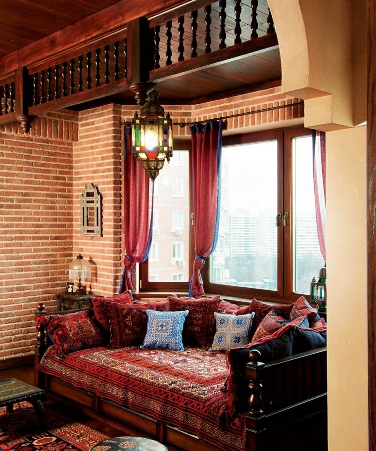 muebles rusticos madera ideas salon estampas marroqui