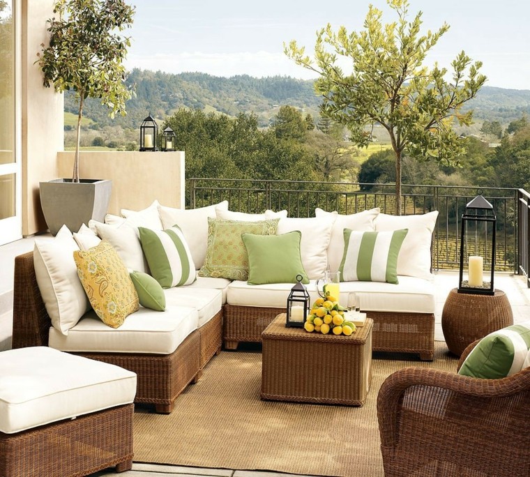 muebles terraza comodos blanco verde ideas geniales