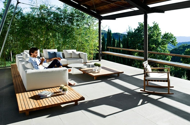muebles terraza plataforma madera teca