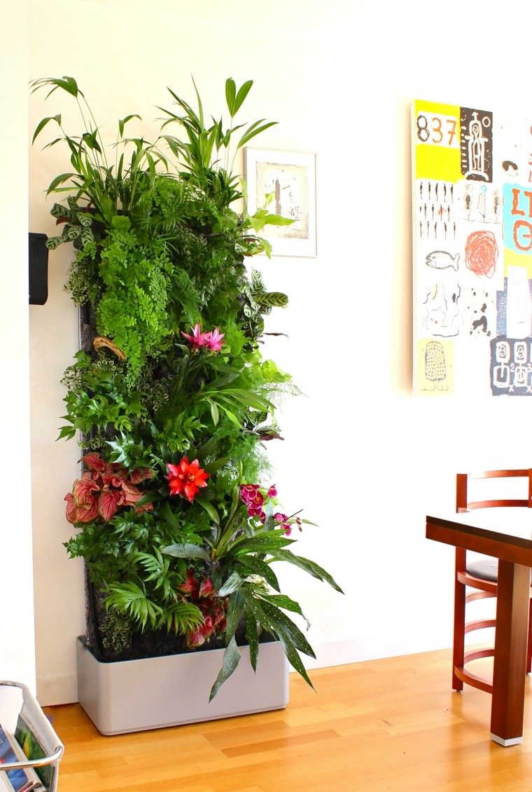 muro vegetal estilo flores verde