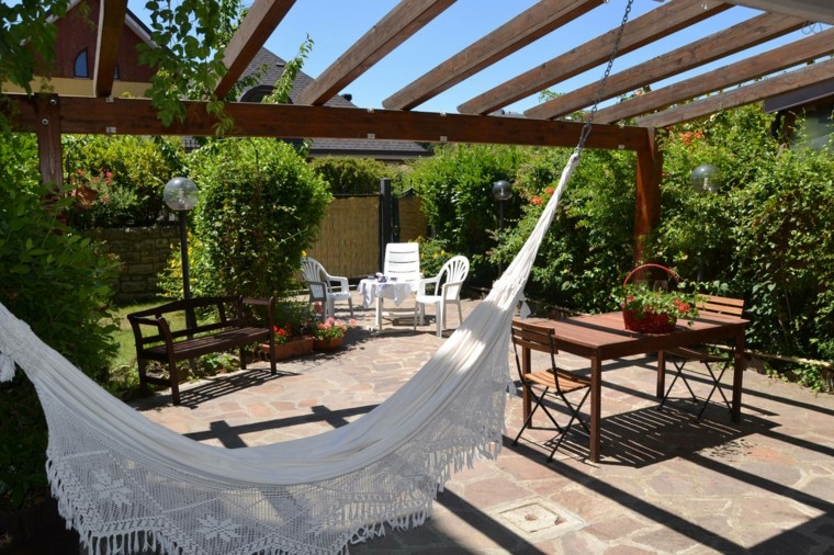 paisajes naturales pergola muebles madera plastico jardin moderno