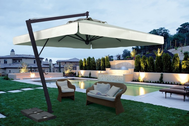 parasoles jardin modernos blancos 