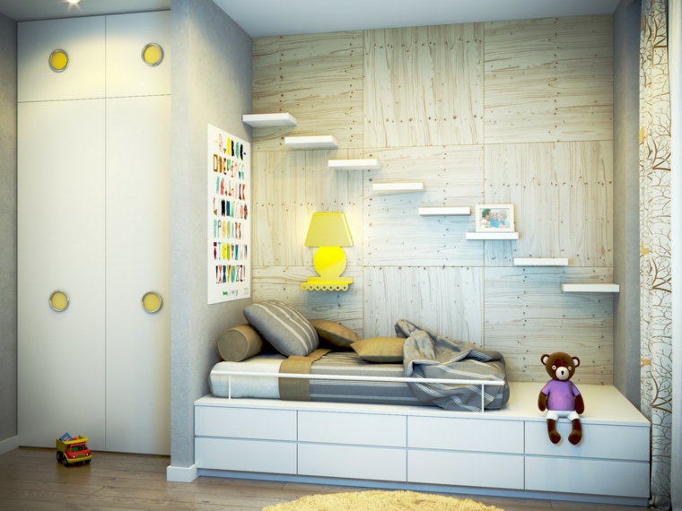 pared madera laminado dormitorio infantil