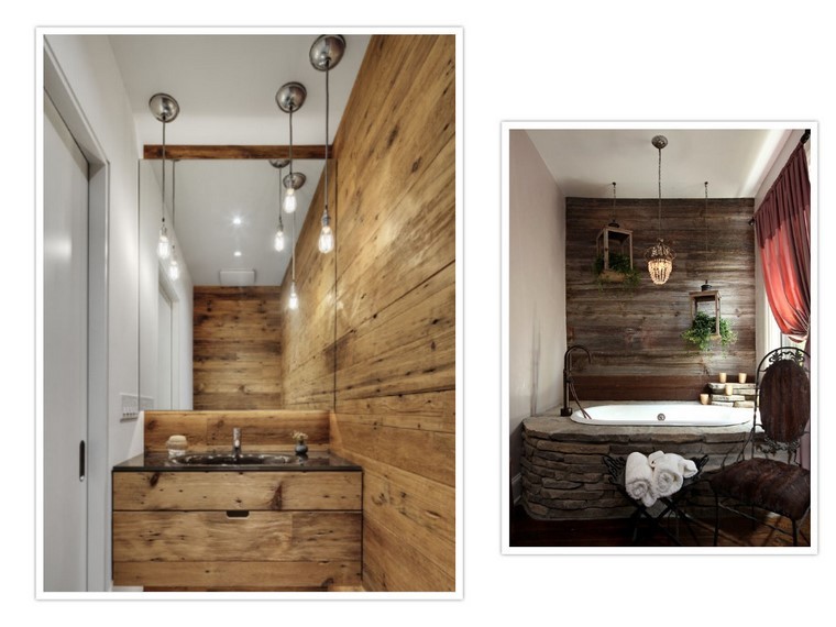 paredes baños diseño lampara rusticos