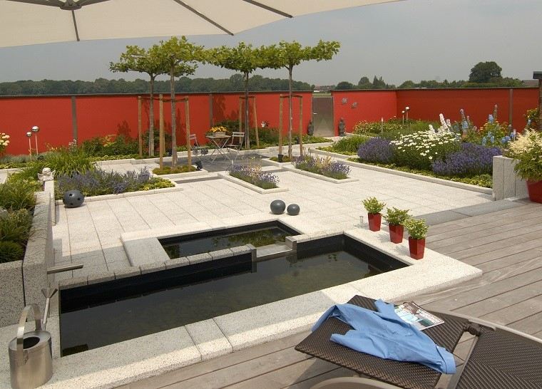 patio moderno estanque rectangular