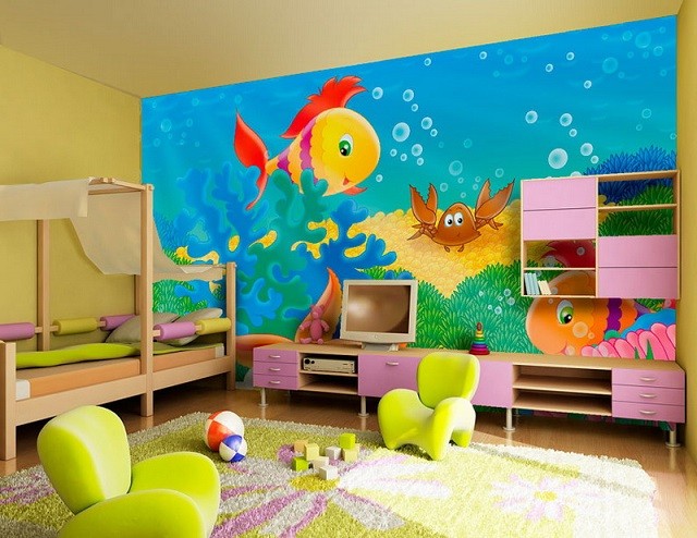 peces fondo marino juguetes muebles rosa