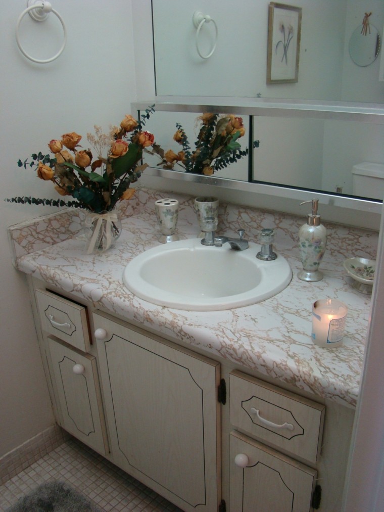 porcelana baño decoracion idea floral