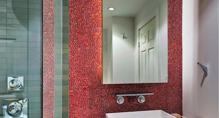 precioso azulejos rojos ideas modernas moderno baño