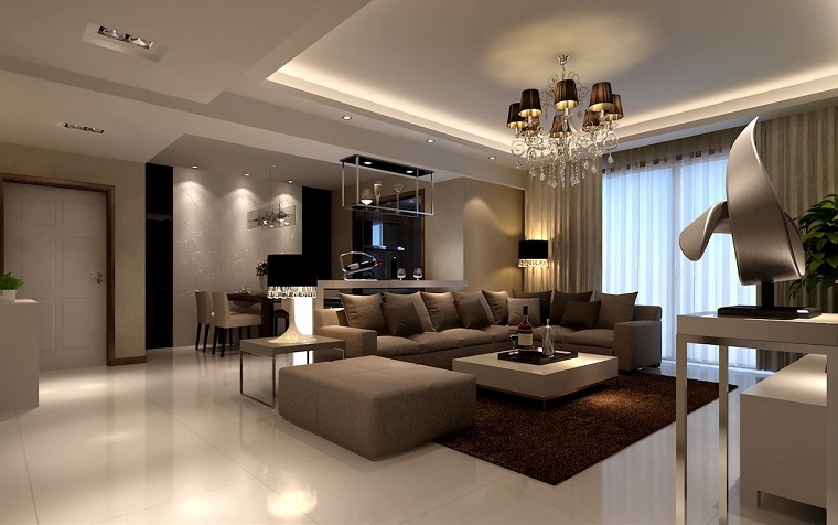sala estar estilo clasico beige muebles pared ideas