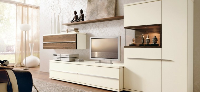 salon blanco moderno jarrones blancos ideas decoracion