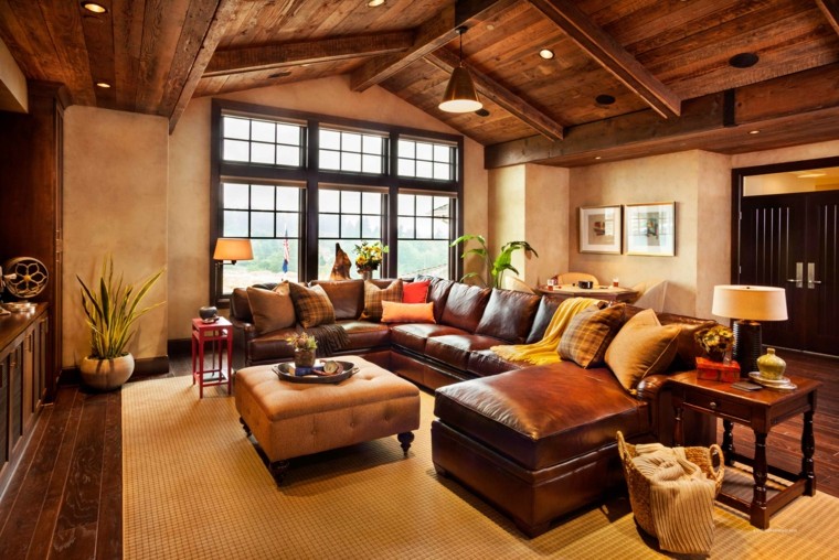 salon techo madera soltero sofa