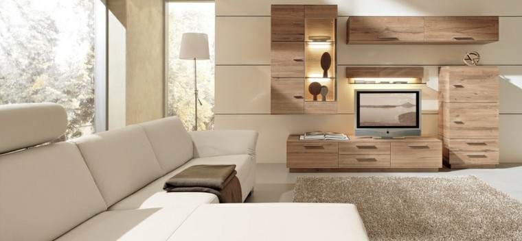 salon moderno luminoso mueble madera ideas 