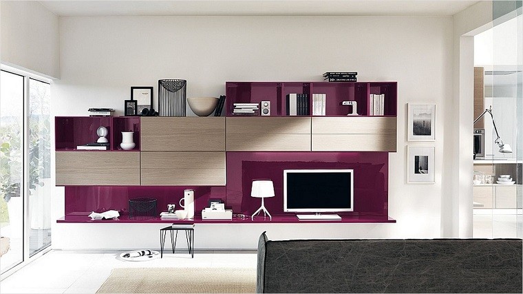 mueble tv color violeta