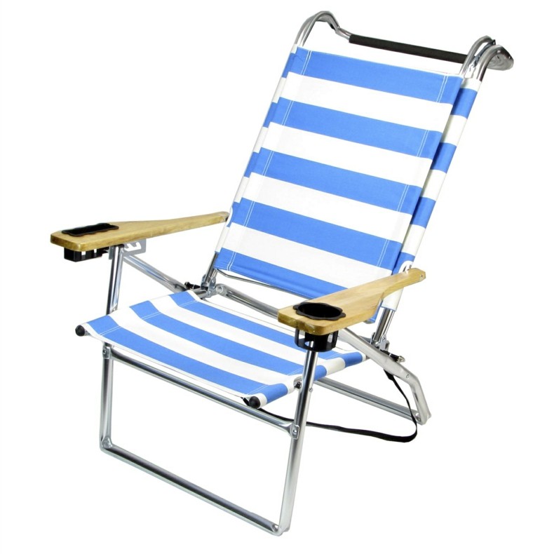 sillas de playa acero brazos rayas madera