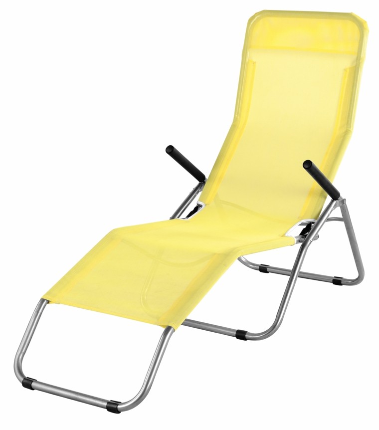 sillas de playa amarilla aluminio tumbona reclinada