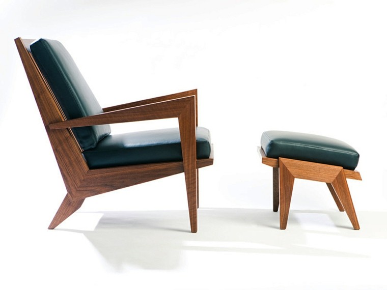 sillon taburete verde madera salon