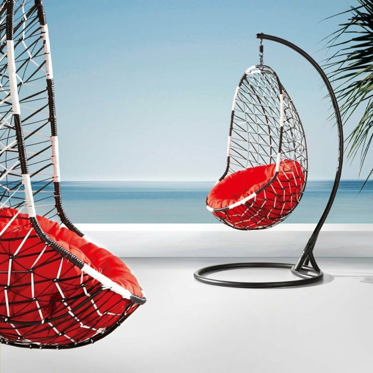 sillones colgantes ideas jardin aire libre blanco negro