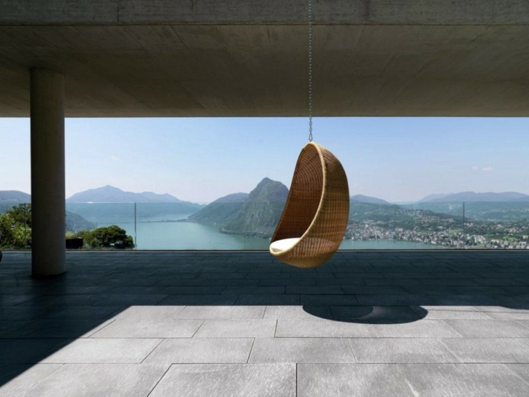 sillones colgantes de jardín ideas bonito beige rattan moderno