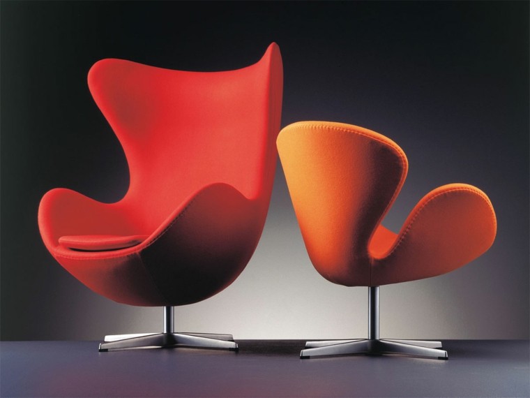 sillones giratorios rojo naranja moda 