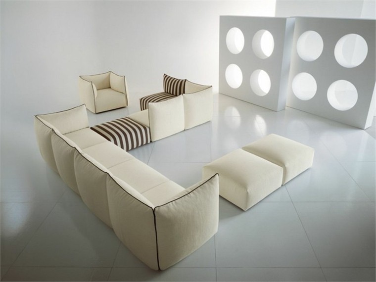 sofa blanco moderno cojines creativo