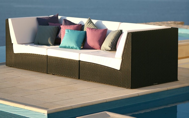 sofa grande de mimbre marrón para jardin sofa grande mimbre marrón jardin