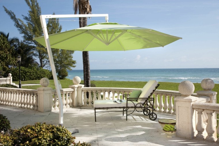 sombrilla jardín verde ideas vistas oceano moderna bonita