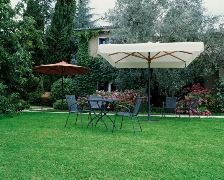 sombrillas jardín pie acero medio resistente viento ideas