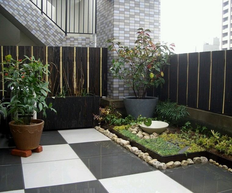 terraza pequeña plantas estilo zen