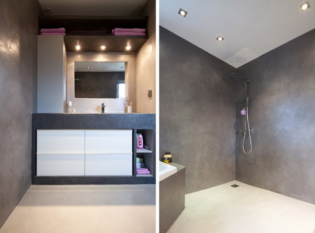 toallas grises blanco led ducha iluminacion