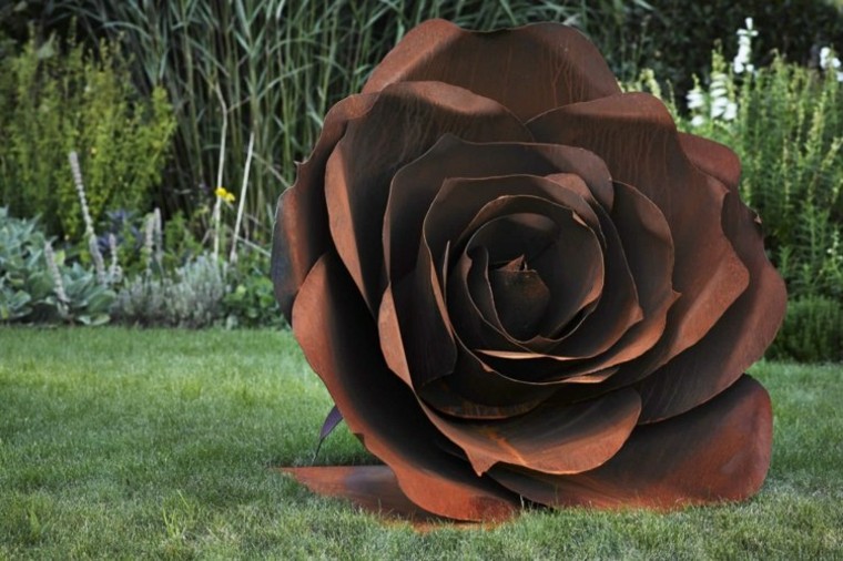 para jardínes grandes rosa decorativa preciosa acero rosa grande decorativa jardin ideas