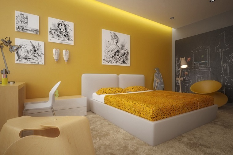 amarillo-pizarra-pared-dormitorio-ideas
