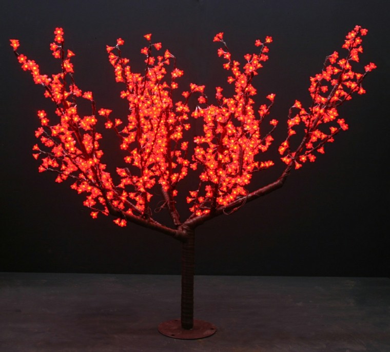 arbol cerezo rojo lampara jardin