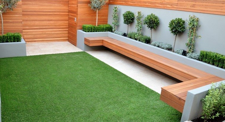 banca diseño jardin moderno muro minimalista