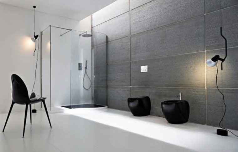 baño estilo minimalista muebles negros