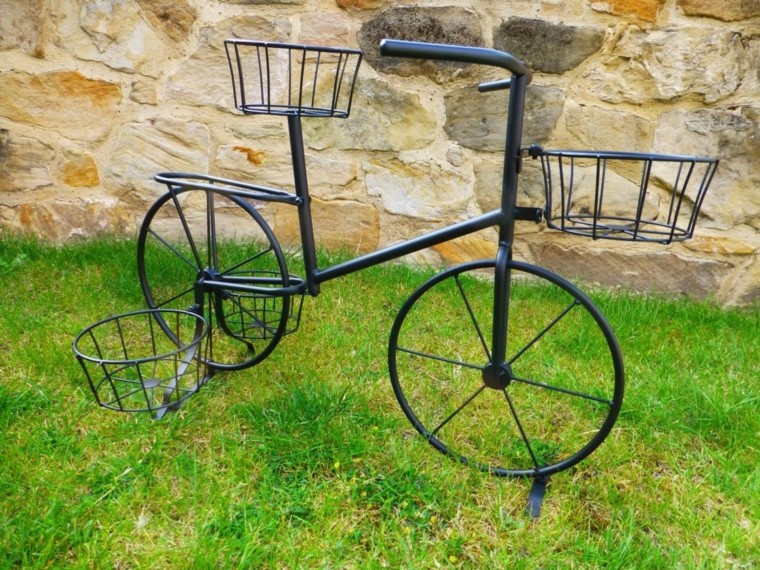 bici metal negro jardinera deco