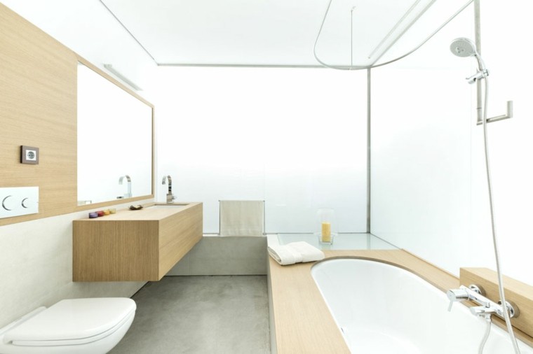 bonito baño diseño blanco madera
