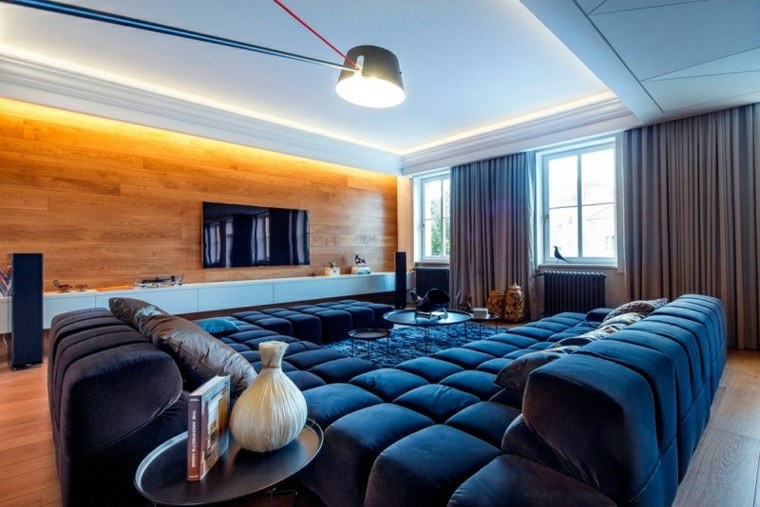 calidad sofa salon amplio moderno pared madera ideas