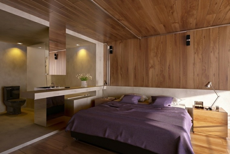 cama color violeta laminado madera