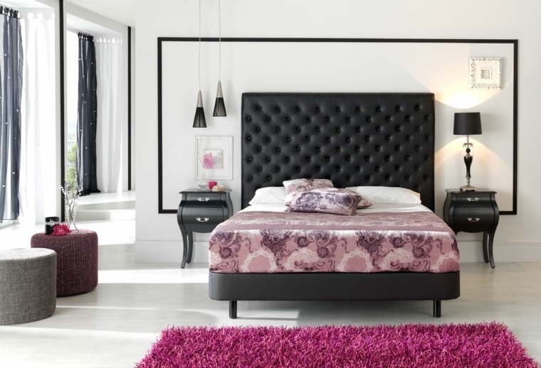 camas diseño rosa alfombra cortinas