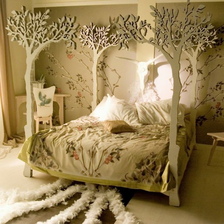 camas doseles originales formas arboles