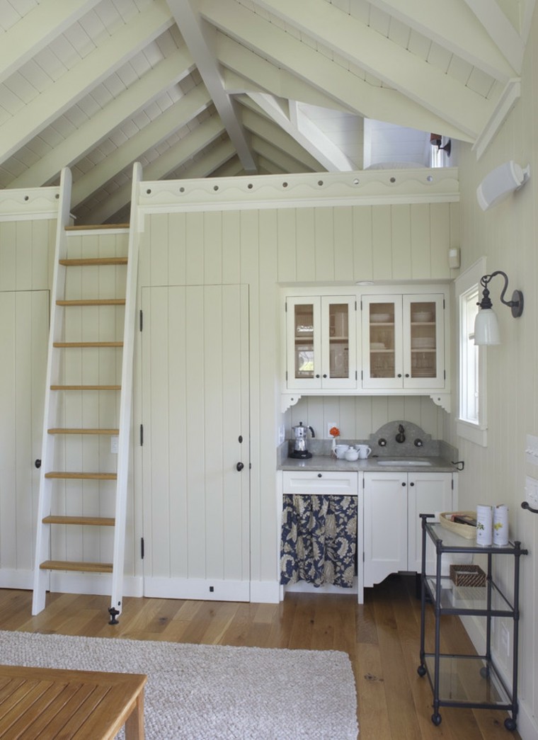 cocina escalera cama madera blanco