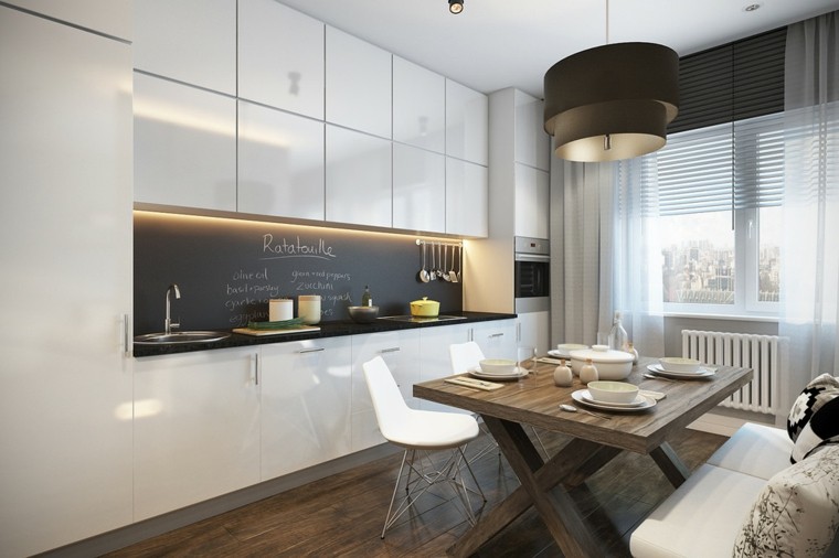 cocina moderna pared pizarra