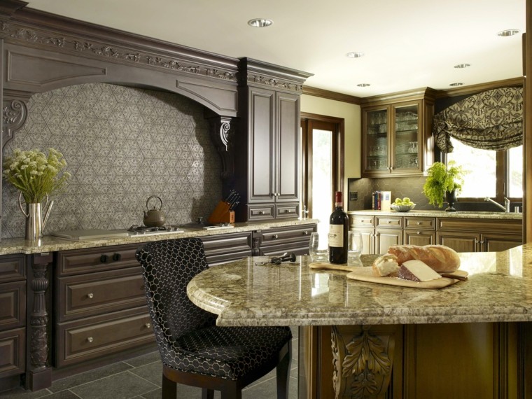 cocina muebles madera ideas encimera marmol elegante
