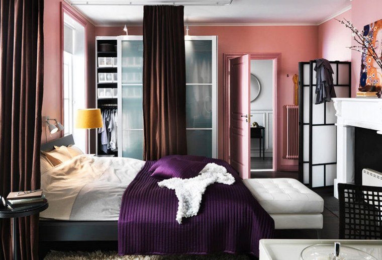 color rosa paredes ropa cama purpura dormitorio ideas