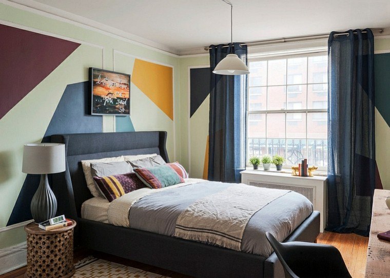 color textura dormitorio paredes formas geometricas ideas